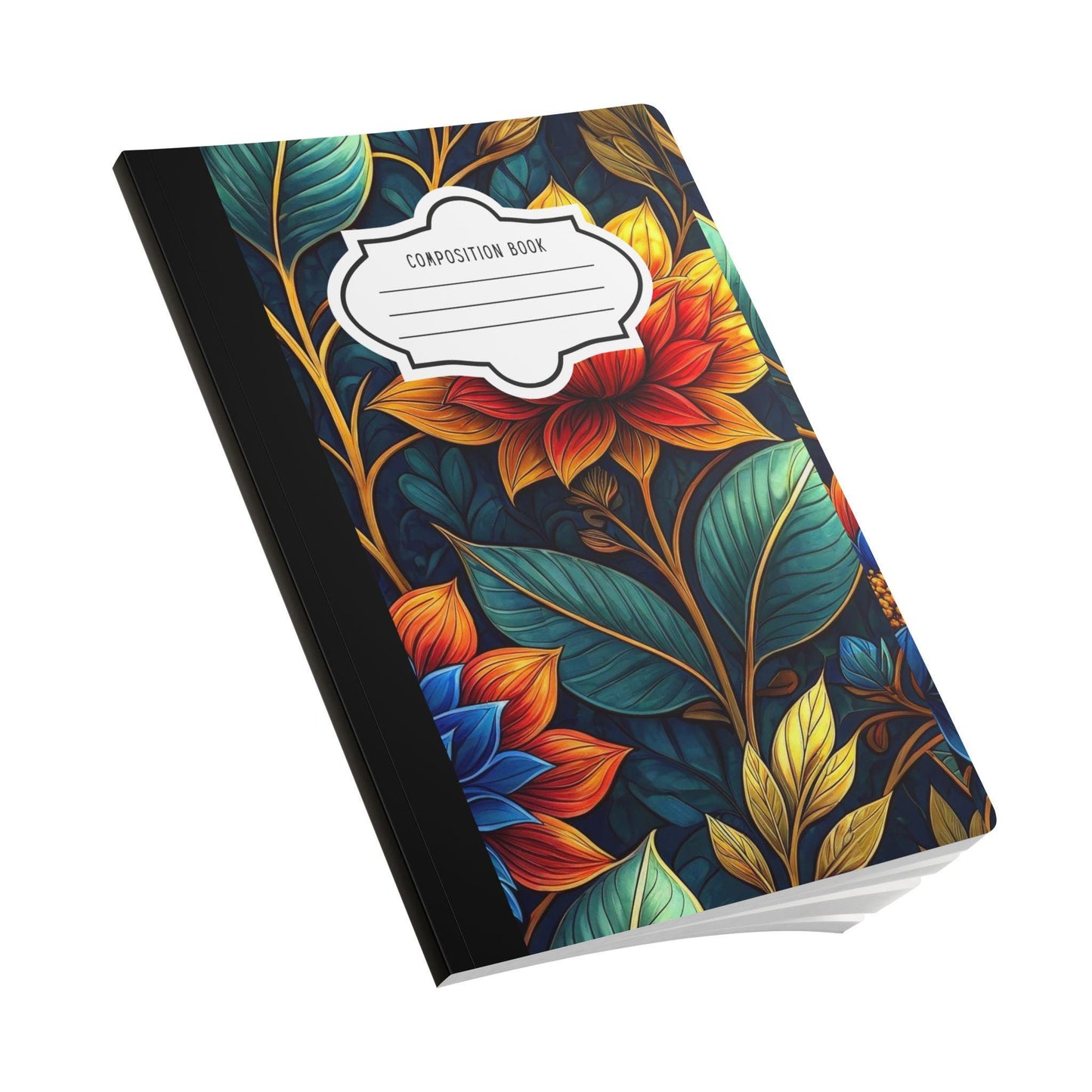 ColorFlow | Midnight Garden Floral Composition Notebook | Bold Botanical Art Journal for School Work and Writing