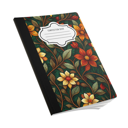 ColorFlow | Rustic Autumn Garden Composition Notebook | Warm Floral Pattern Journal for School Work and Notes