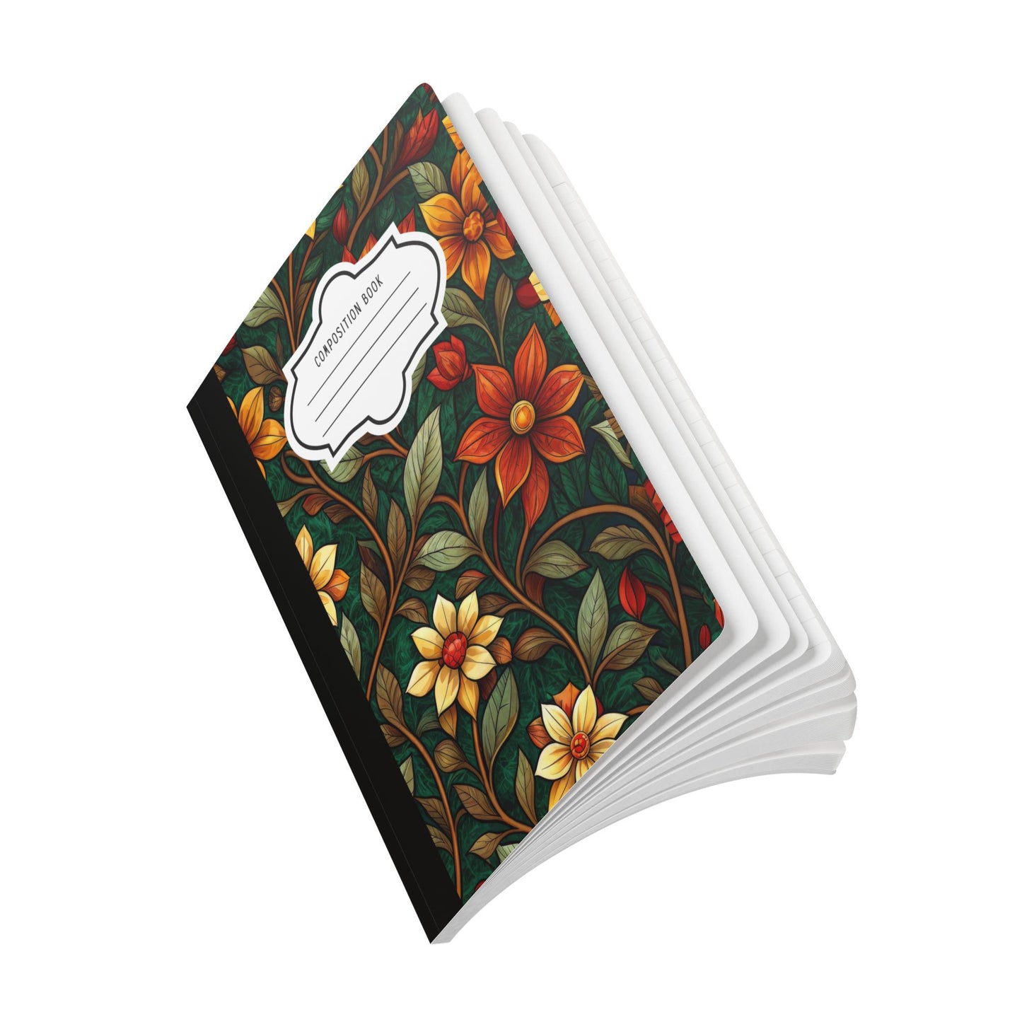 ColorFlow | Rustic Autumn Garden Composition Notebook | Warm Floral Pattern Journal for School Work and Notes