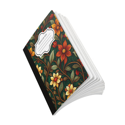 ColorFlow | Rustic Autumn Garden Composition Notebook | Warm Floral Pattern Journal for School Work and Notes