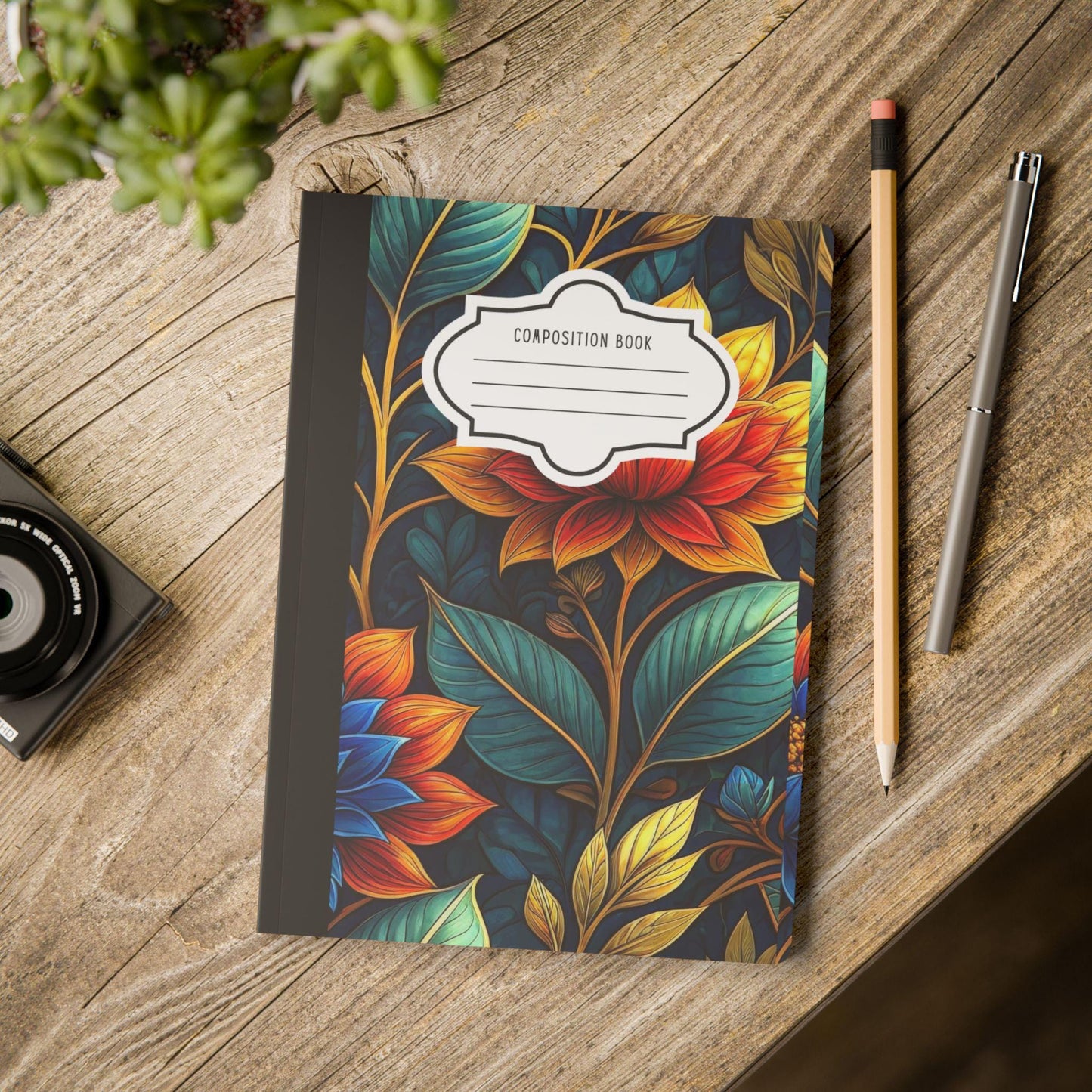 ColorFlow | Midnight Garden Floral Composition Notebook | Bold Botanical Art Journal for School Work and Writing