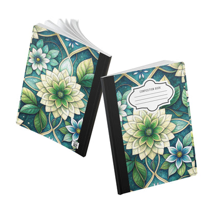 ColorFlow | Serene Green Floral Composition Notebook | Elegant Botanical Mandala Journal for School and Writing