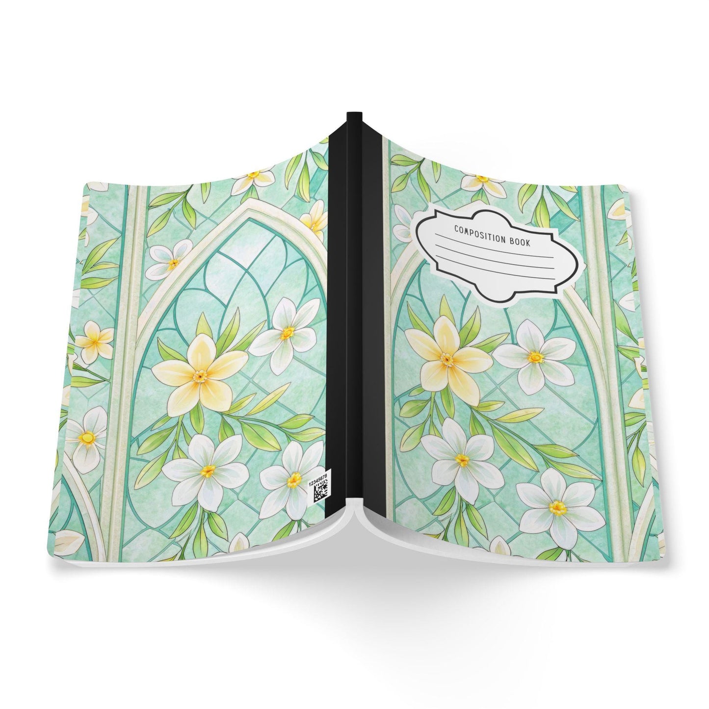 ColorFlow | Mint Blossom Composition Notebook | Light Floral Stained Glass Journal for School Work and Writing