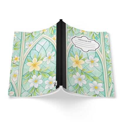 ColorFlow | Mint Blossom Composition Notebook | Light Floral Stained Glass Journal for School Work and Writing