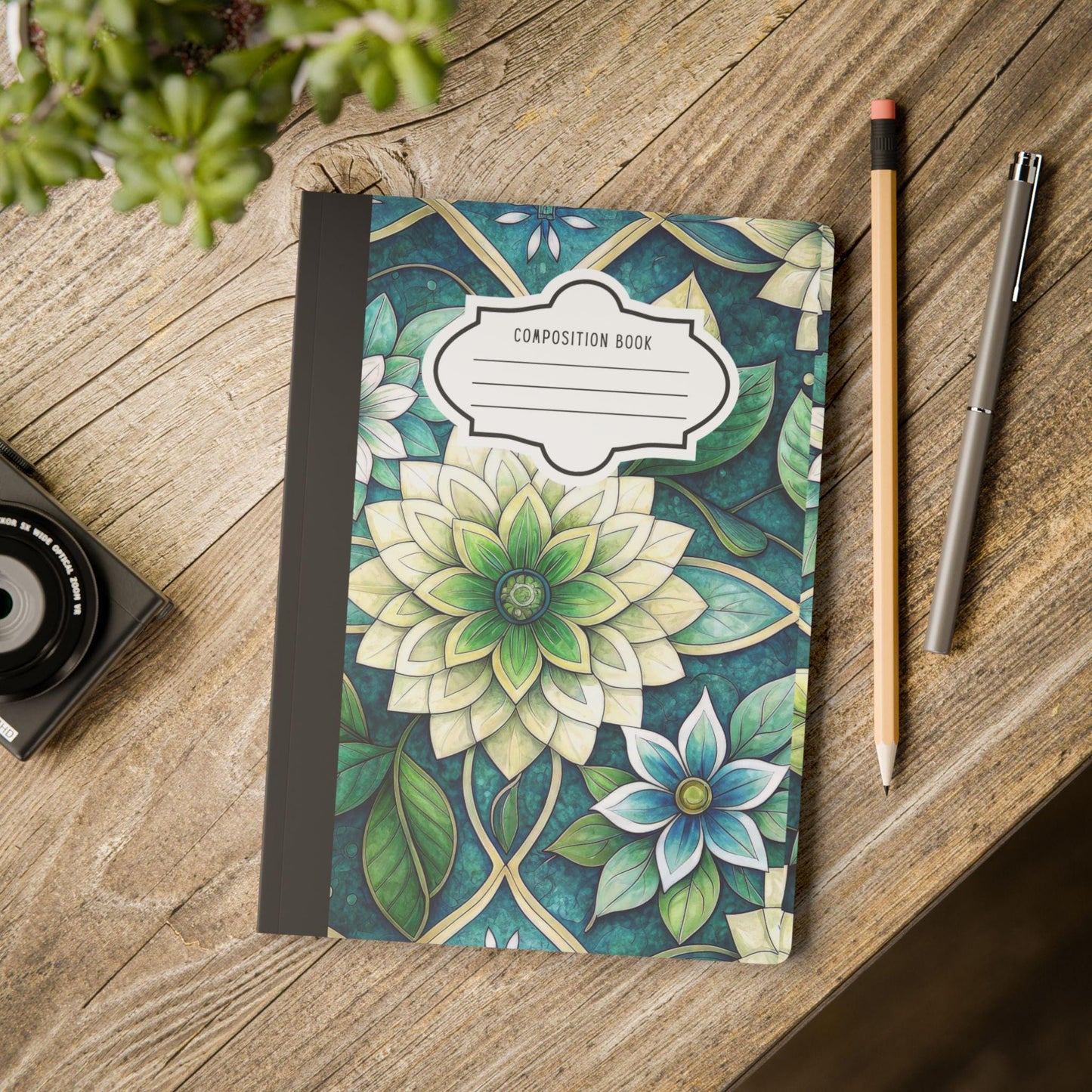 ColorFlow | Serene Green Floral Composition Notebook | Elegant Botanical Mandala Journal for School and Writing