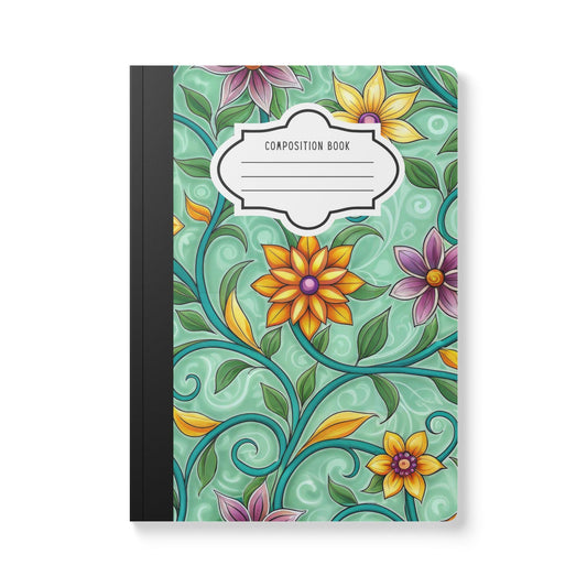 ColorFlow | Mint Floral Vine Composition Notebook | Soft Whimsical Botanical Journal for School Work and Writing