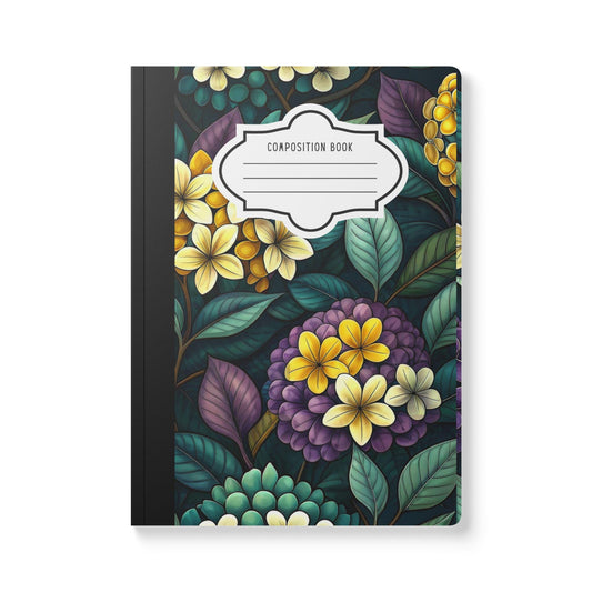 ColorFlow | Hydrangea Bloom Garden Composition Notebook | Colorful Floral Pattern Journal for School Work and Writing