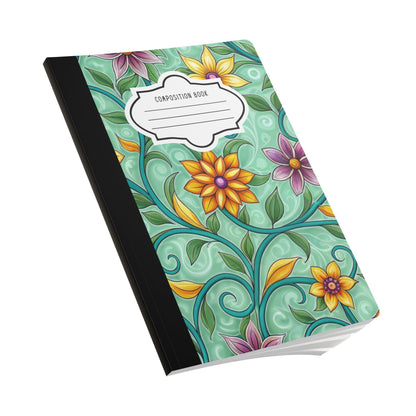 ColorFlow | Mint Floral Vine Composition Notebook | Soft Whimsical Botanical Journal for School Work and Writing
