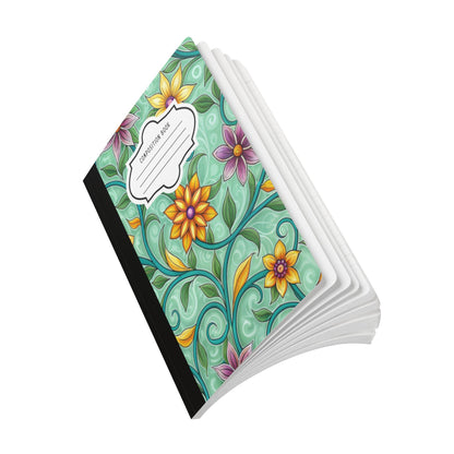 ColorFlow | Mint Floral Vine Composition Notebook | Soft Whimsical Botanical Journal for School Work and Writing