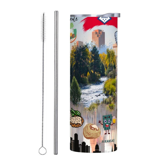 ColorFlow | Arkansas State Pride Tumbler | The People Rule Natural River Scenic | 20oz Skinny Stainless Steel With Straw