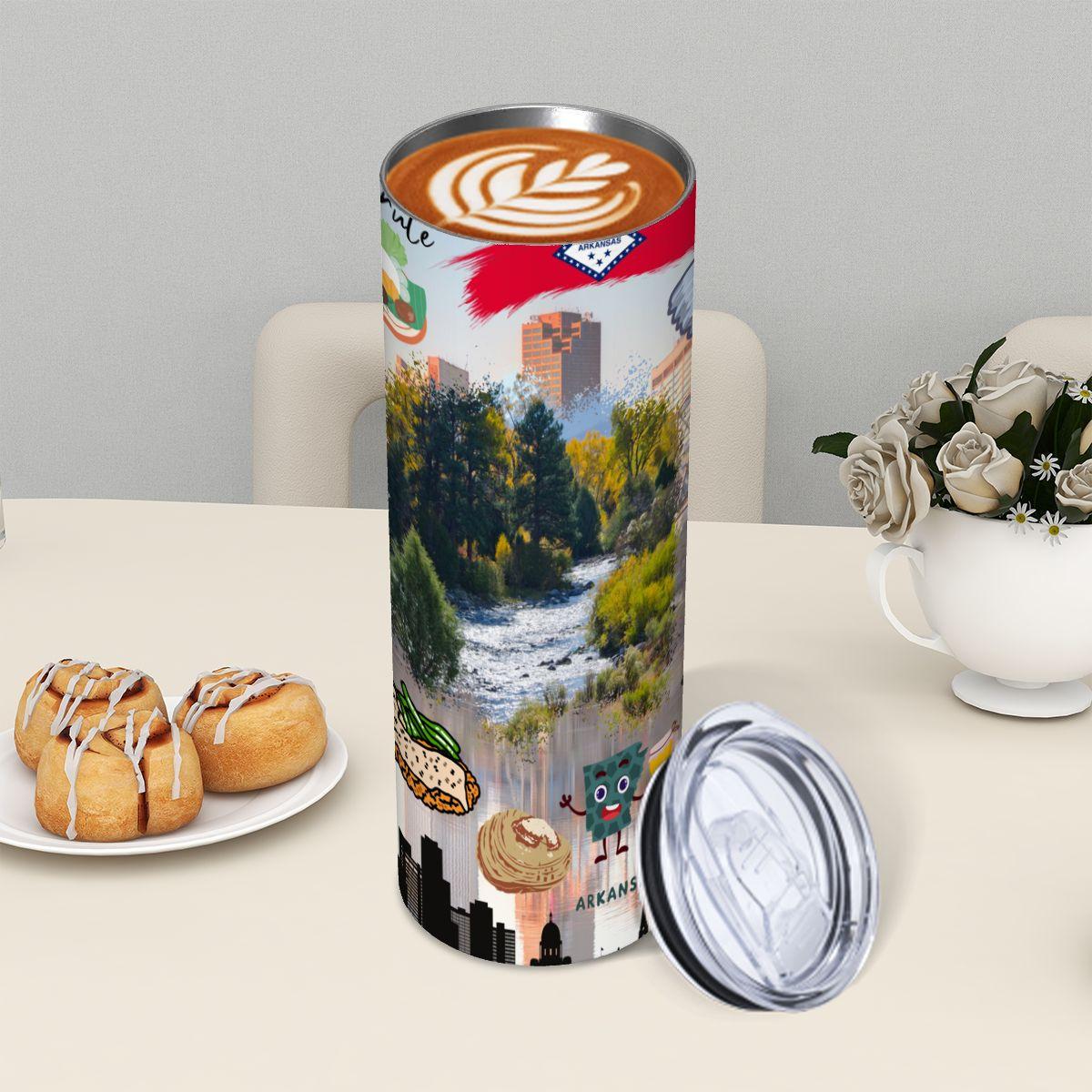 ColorFlow | Arkansas State Pride Tumbler | The People Rule Natural River Scenic | 20oz Skinny Stainless Steel With Straw