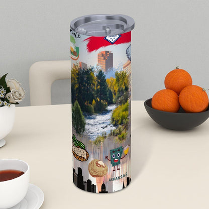 ColorFlow | Arkansas State Pride Tumbler | The People Rule Natural River Scenic | 20oz Skinny Stainless Steel With Straw