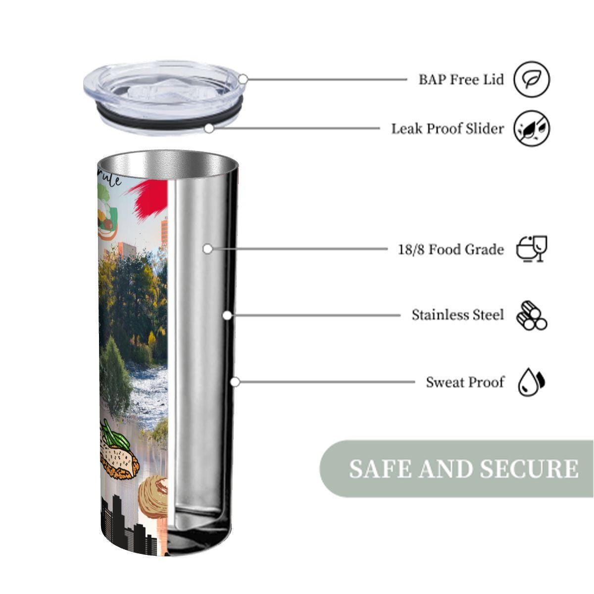 ColorFlow | Arkansas State Pride Tumbler | The People Rule Natural River Scenic | 20oz Skinny Stainless Steel With Straw