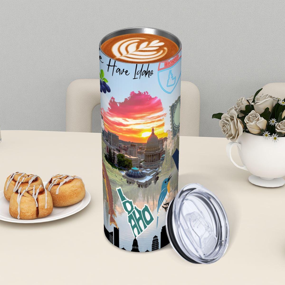 ColorFlow | Idaho State Pride Tumbler | Here We Have Idaho Scenic Capitol Art | 20oz Skinny Stainless Steel With Straw