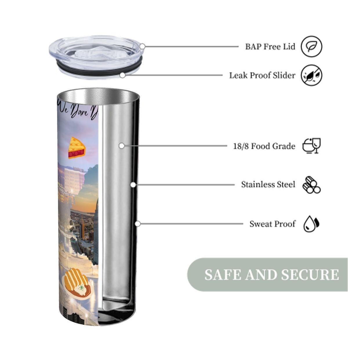 ColorFlow | Alabama Skinny Tumbler | State Pride License Plate Collage | Landmark Travel Design | 20oz Stainless Steel Cup