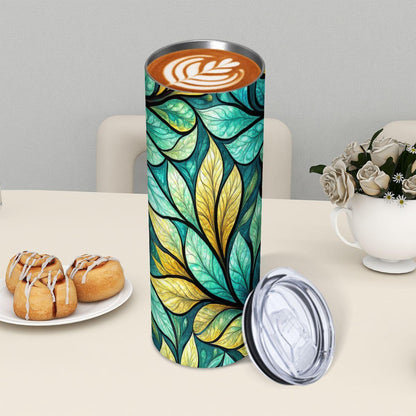 ColorFlow | Emerald Canopy Botanical 20oz Skinny Stainless Steel Tumbler with Straw | Lush Green Leaf Pattern