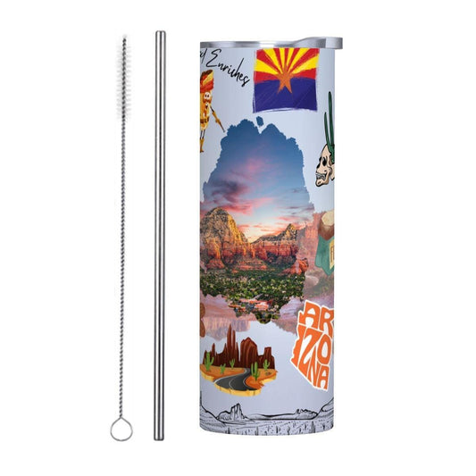 ColorFlow | Arizona Desert Spirit 20oz Skinny Stainless Steel Tumbler with Straw | Sedona Landscape Southwest Travel Cup