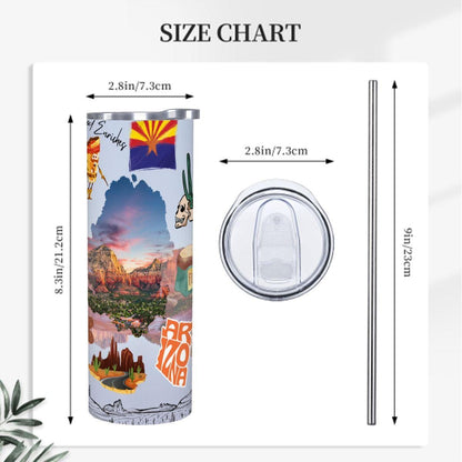 ColorFlow | Arizona Desert Spirit 20oz Skinny Stainless Steel Tumbler with Straw | Sedona Landscape Southwest Travel Cup