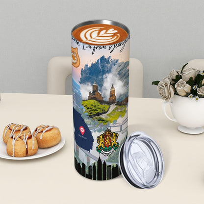 ColorFlow | Georgia Southern Charm 20oz Skinny Stainless Steel Tumbler with Straw | Atlanta Peach State Travel Cup