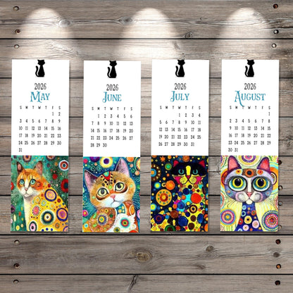 ColorFlow | 12 Month Cat Art Metal Bookmark Set Vibrant Illustrated Calendar Collection for Readers Gift Set | Optional Personalization