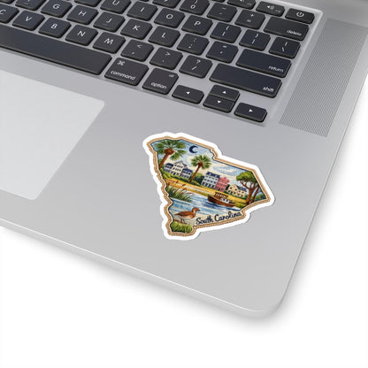 ColorFlow | South Carolina Lowcountry Scene Vinyl Sticker | Coastal Homes Palms and Marshland Artwork