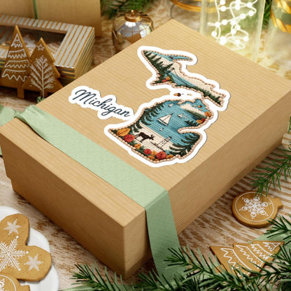 ColorFlow | Michigan Great Lakes Escape Vinyl Sticker | Northern Shores Sailboats Forest and Wildlife Art