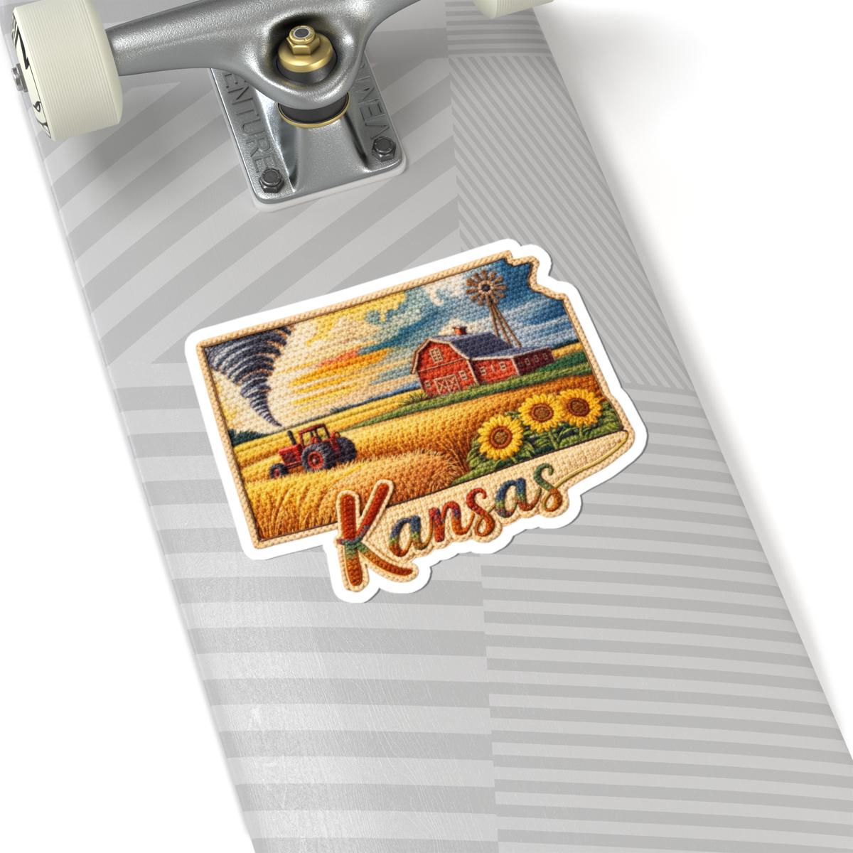 ColorFlow | Kansas Sunflower Plains Vinyl Sticker | Prairie Farmland Barn and Heartland Scenic Art