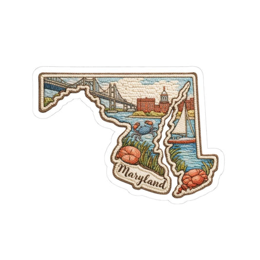 ColorFlow | Maryland Chesapeake Heritage Vinyl Sticker | Coastal Harbor Sailing and Bay Culture Artwork