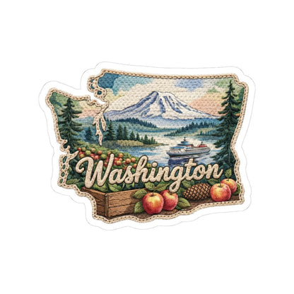 ColorFlow | Washington Evergreen Majesty Vinyl Sticker | Mountain Peaks Forest Shores and Pacific Northwest Art