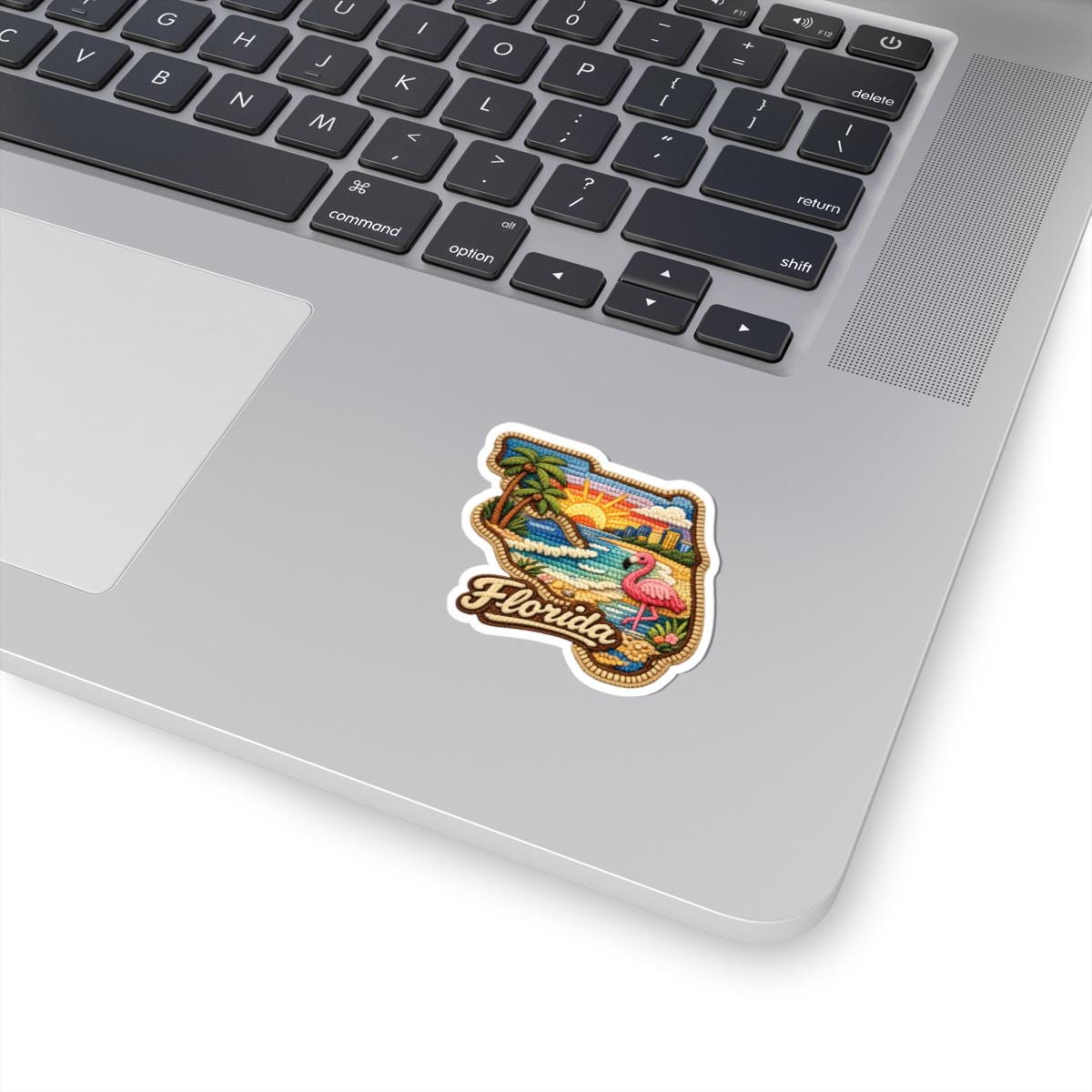 ColorFlow | Florida Coastal Sunrise Vinyl Sticker | Palm Shores Flamingo and Tropical Skyline Art