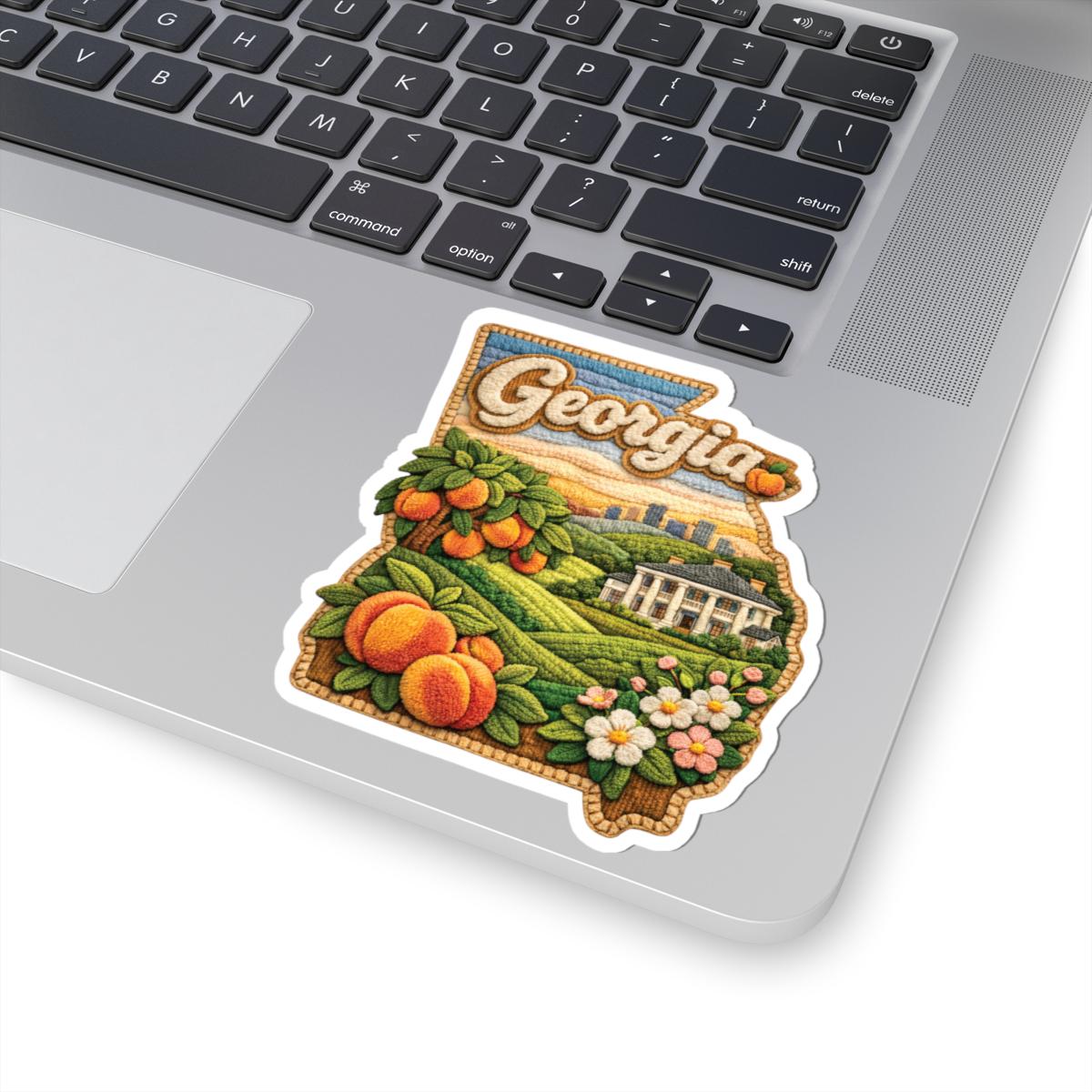 ColorFlow | Georgia Peach State Charm Vinyl Sticker | Southern Estate Orchards and Classic Landscape Art