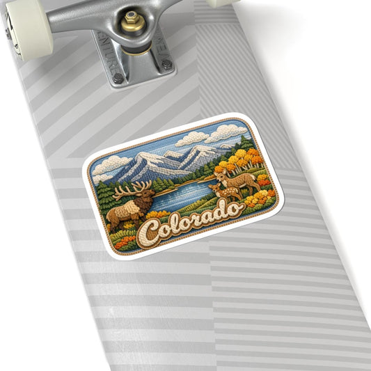ColorFlow | Colorado Alpine Wilderness Vinyl Sticker | Mountain Lake Elk and Scenic Rocky Range Art