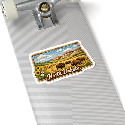 ColorFlow | North Dakota Prairie Spirit Vinyl Sticker | Open Plains Bison Fields and Badlands Horizon Art
