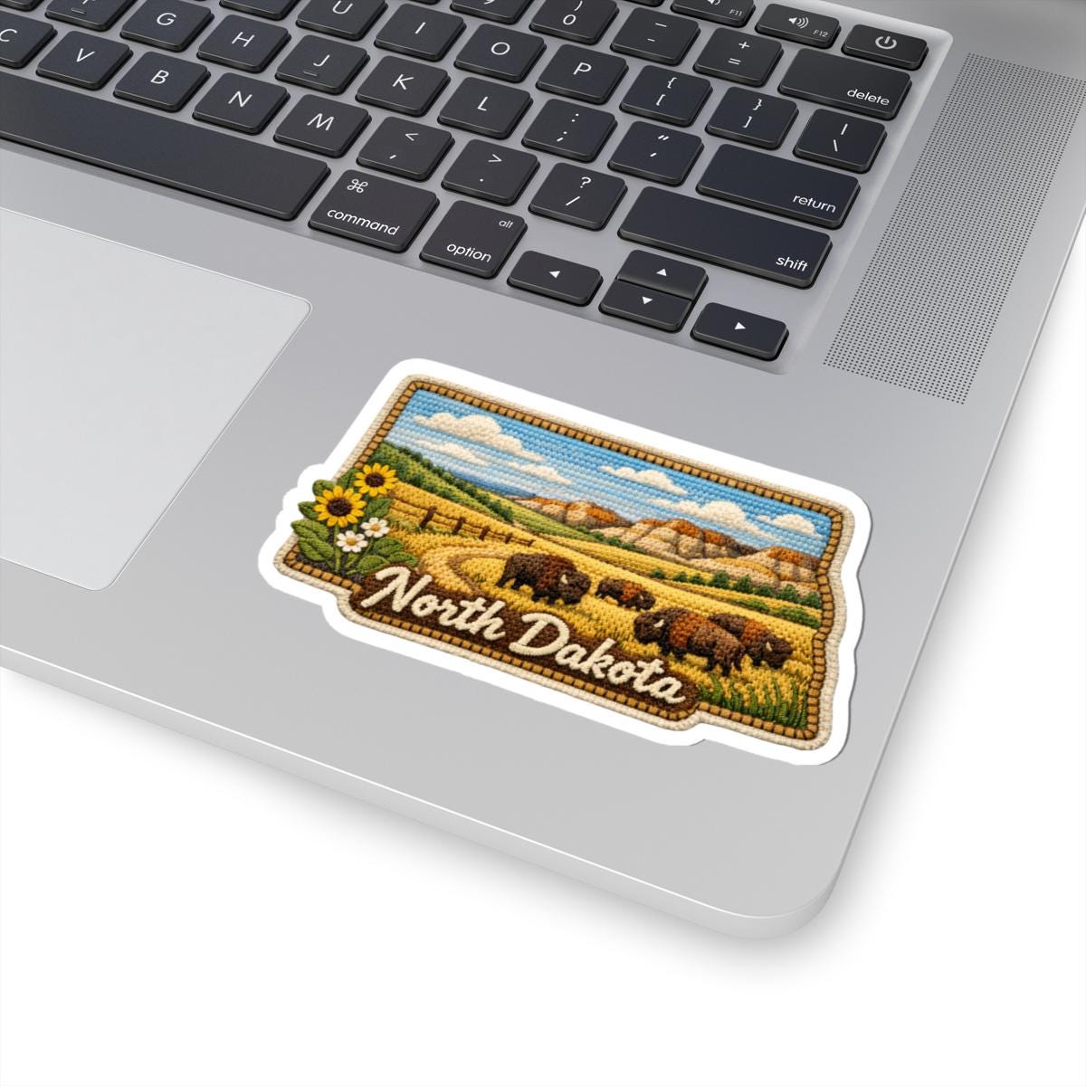 ColorFlow | North Dakota Prairie Spirit Vinyl Sticker | Open Plains Bison Fields and Badlands Horizon Art