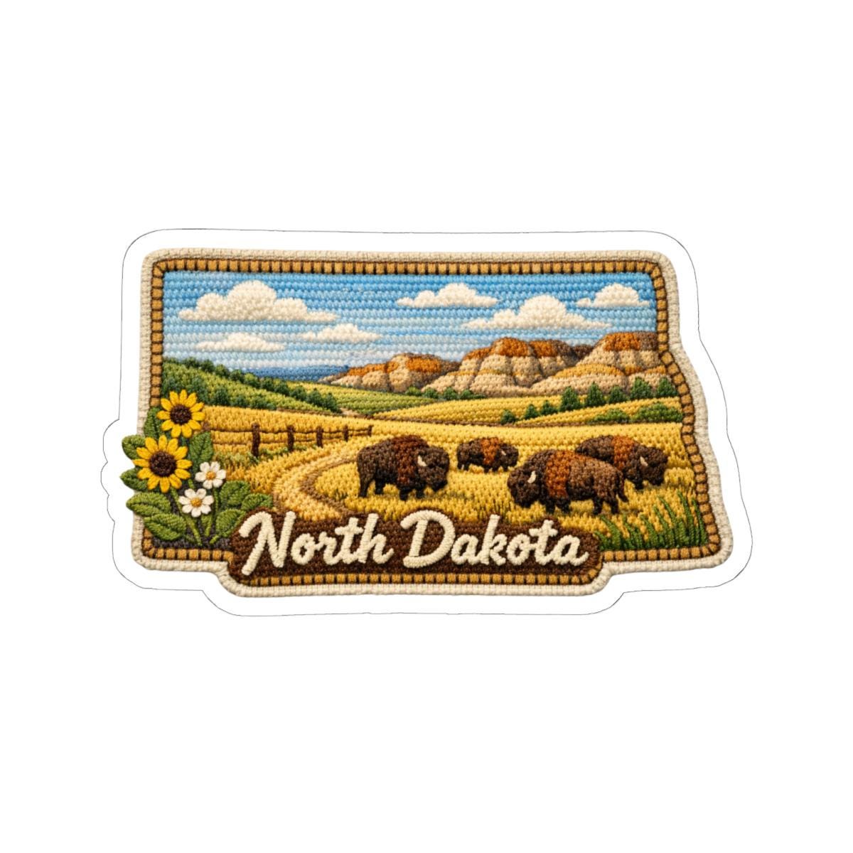 ColorFlow | North Dakota Prairie Spirit Vinyl Sticker | Open Plains Bison Fields and Badlands Horizon Art