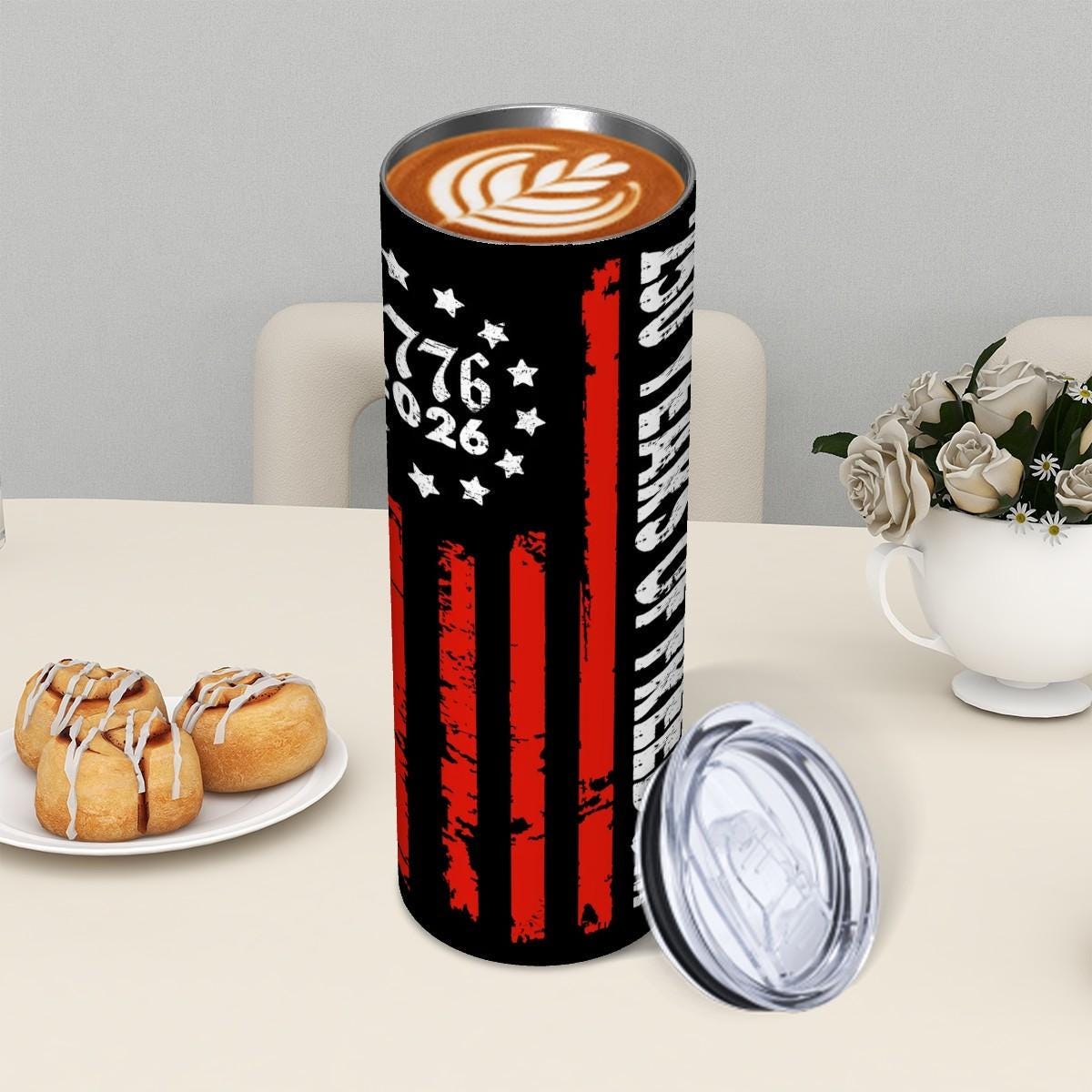 ColorFlow | 250 Years of Freedom 1776 2026 Patriotic | 20oz Skinny Stainless Steel Tumbler with Straw