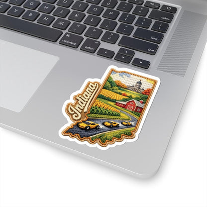 ColorFlow | Indiana Crossroads Countryside Vinyl Sticker | Rolling Farmland Capitol Views and Autumn Roads Art