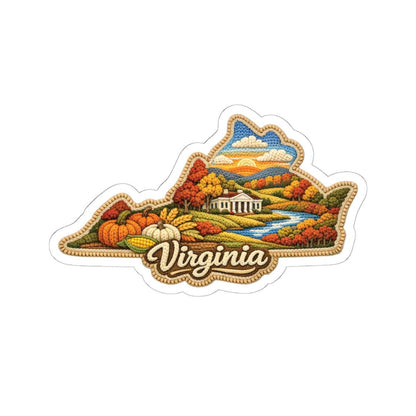ColorFlow | Virginia Old Dominion Landscape Vinyl Sticker | Historic Estates Rolling Hills and Harvest Scenery Art