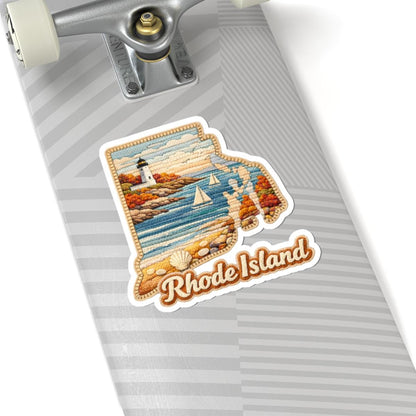 ColorFlow | Rhode Island Oceanlight Vinyl Sticker | Coastal Cliffs Sailboats Lighthouse and New England Shore Art