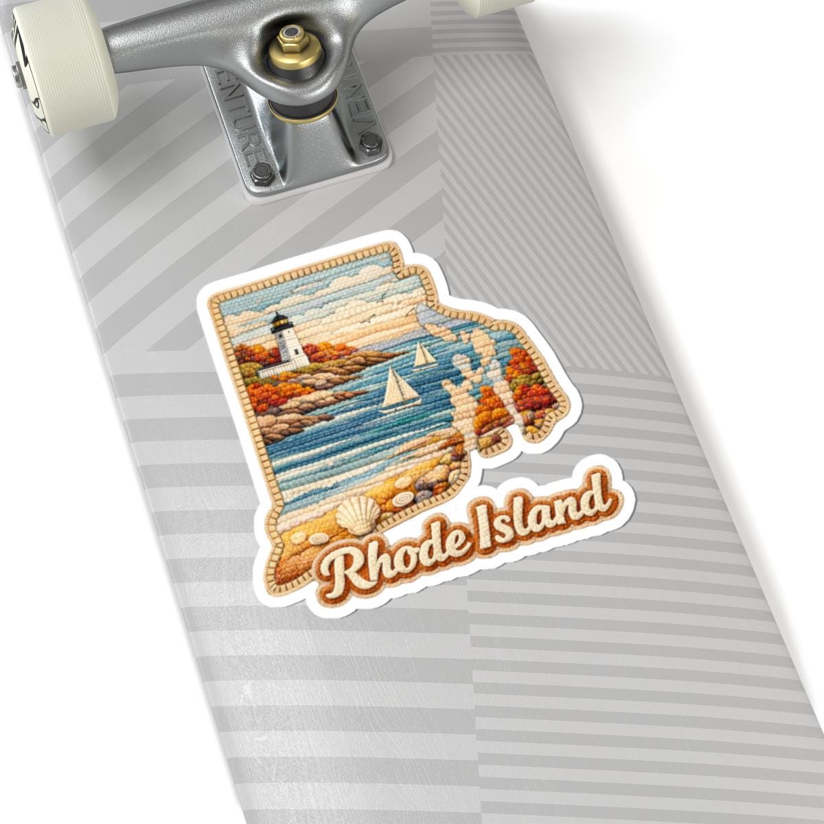 ColorFlow | Rhode Island Oceanlight Vinyl Sticker | Coastal Cliffs Sailboats Lighthouse and New England Shore Art