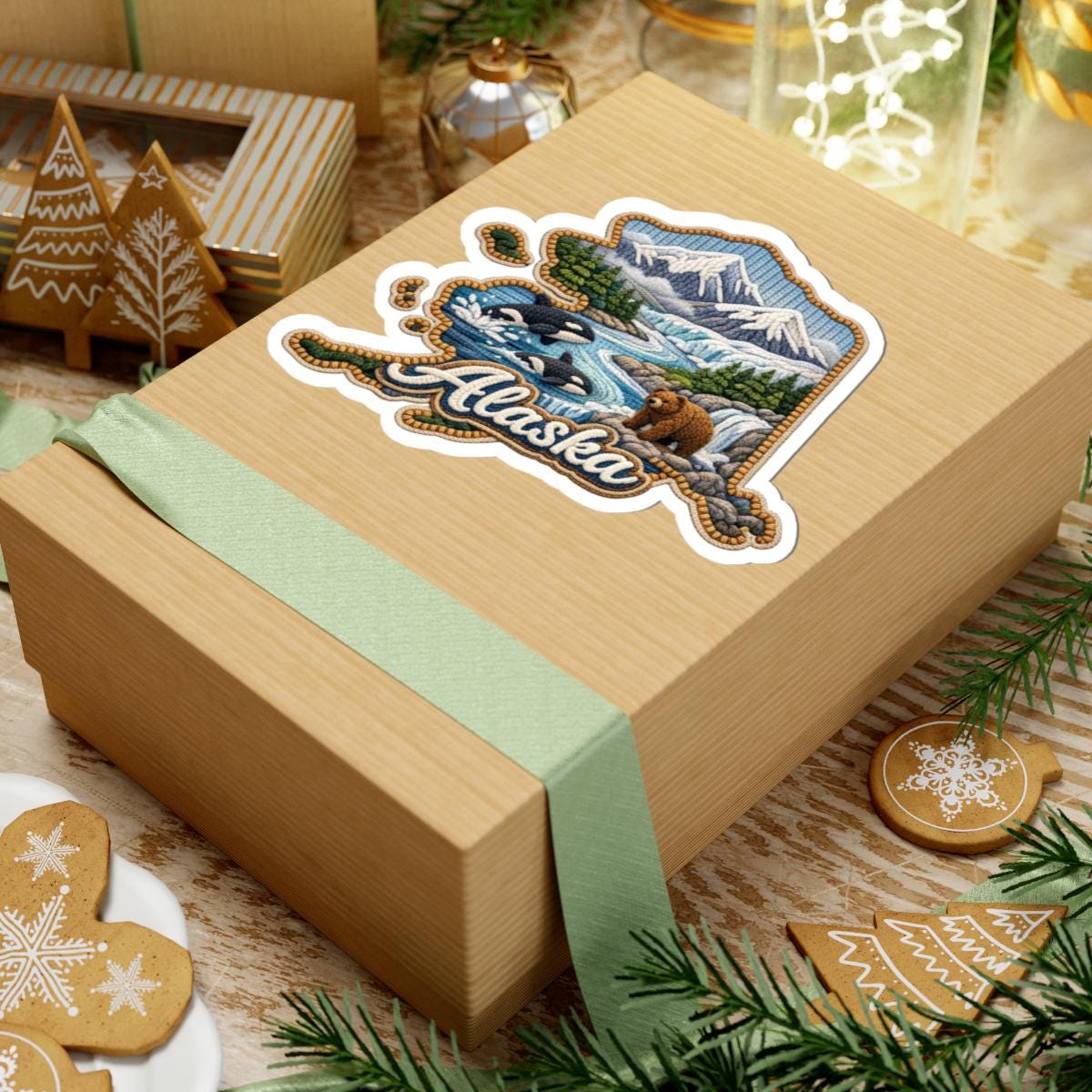 ColorFlow | Alaska Wild Frontier Vinyl Sticker | Glacial Rivers Mountain Peaks Orcas and Northern Wilderness Art