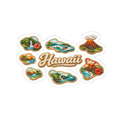 ColorFlow | Hawaii Island Spirit Vinyl Sticker | Volcanic Peaks Waterfalls Tropical Surf and Aloha Landscape Art