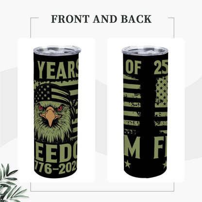 ColorFlow | 250 Years of Freedom Patriotic Eagle 1776 2026 20oz Skinny Stainless Steel Tumbler with Straw
