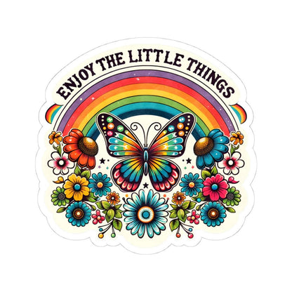 ColorFlow | Enjoy the Little Things Rainbow Butterfly Boho Floral Inspirational Art Vinyl Sticker