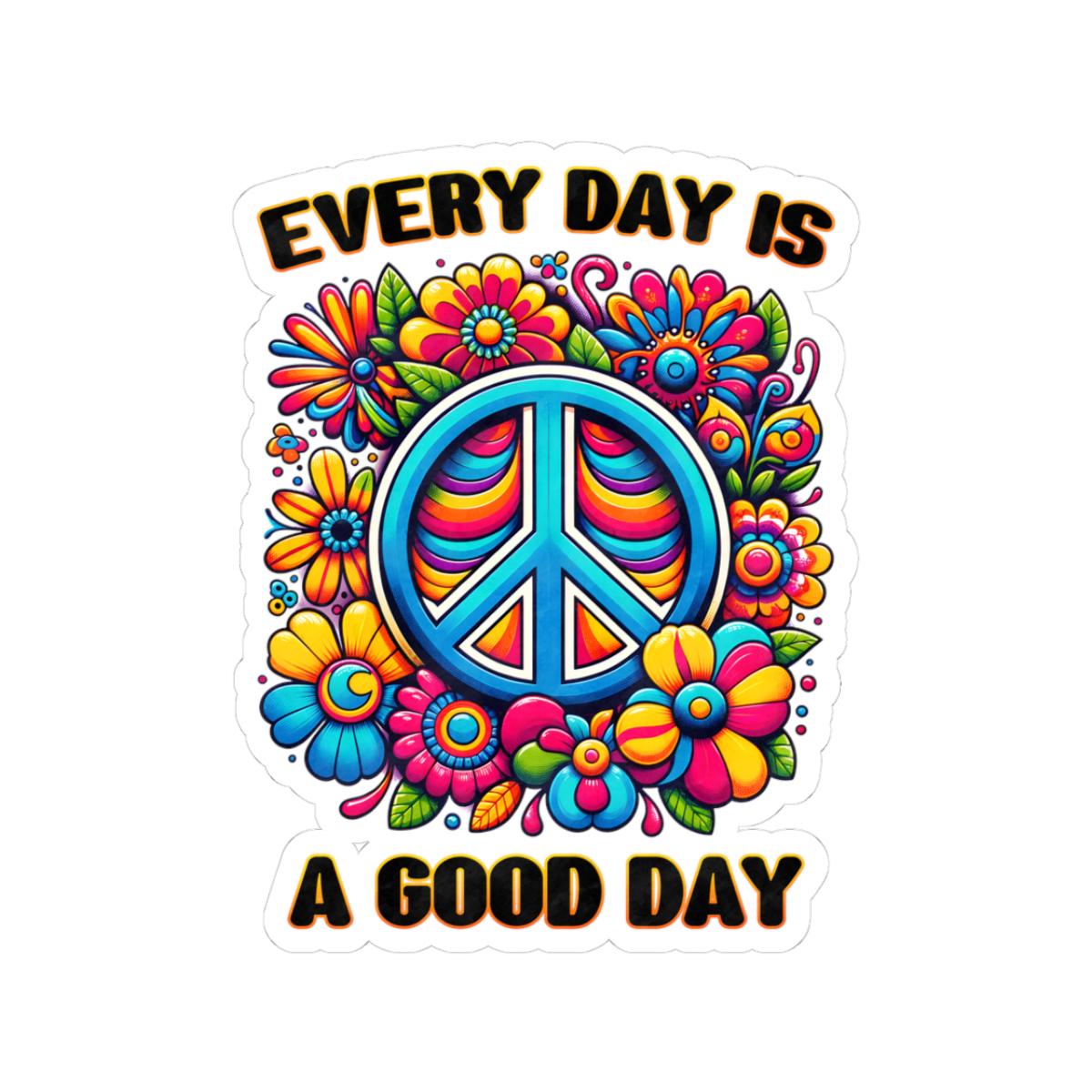 ColorFlow | Every Day Is a Good Day Peace Sign Floral Retro Positivity Art Vinyl Sticker