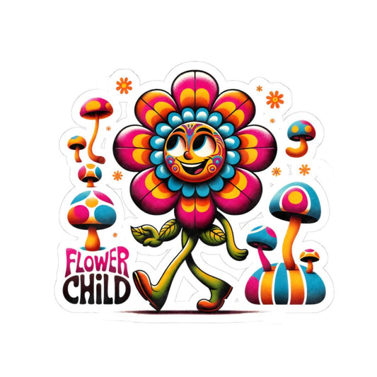 ColorFlow | Flower Child Groovy Smiling Daisy Mushroom Retro Hippie Art Vinyl Sticker