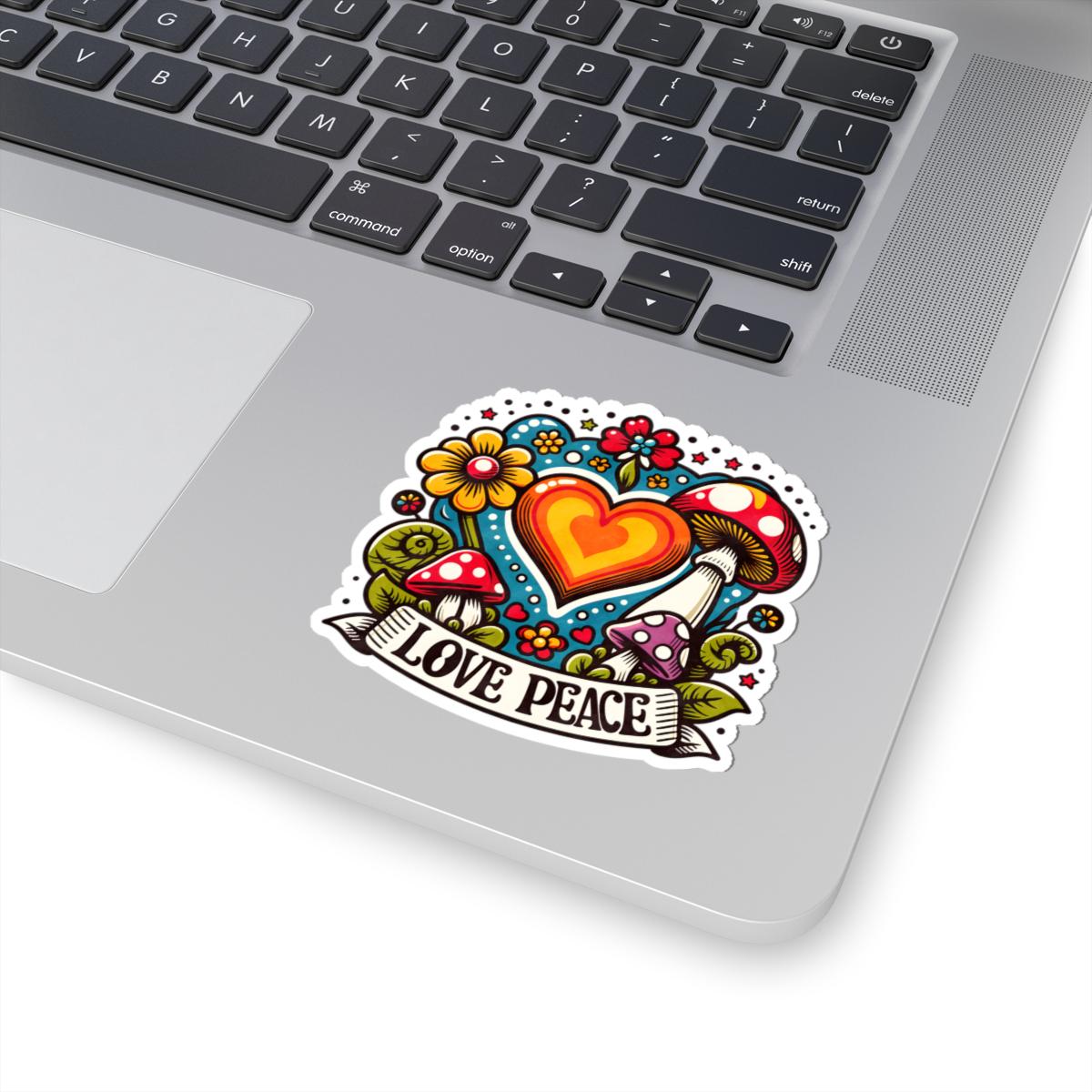 ColorFlow | Love Peace Retro Heart Mushroom Hippie Floral Art Vinyl Sticker