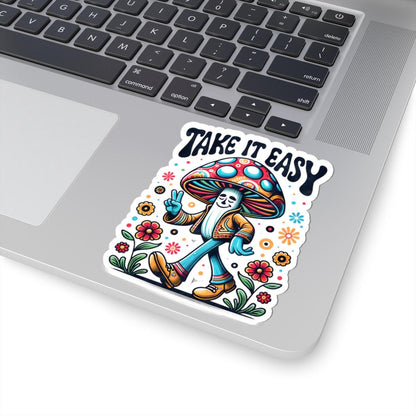 ColorFlow | Take It Easy Peace Sign Mushroom Groovy Retro Floral Art Vinyl Sticker