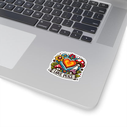 ColorFlow | Love Peace Retro Heart Mushroom Hippie Floral Art Vinyl Sticker