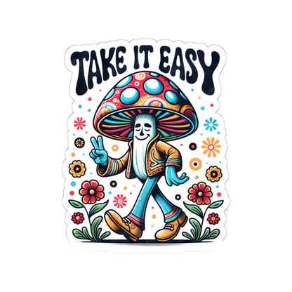 ColorFlow | Take It Easy Peace Sign Mushroom Groovy Retro Floral Art Vinyl Sticker